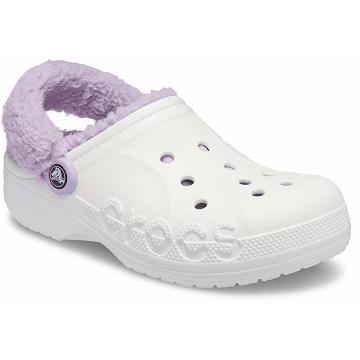 Crocs Baya Lined Fuzz-Strap Women's Clogs White | Australia 0024BEXC